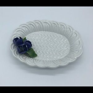 3/$15. Blue floral ceramic dish. Made in Italy